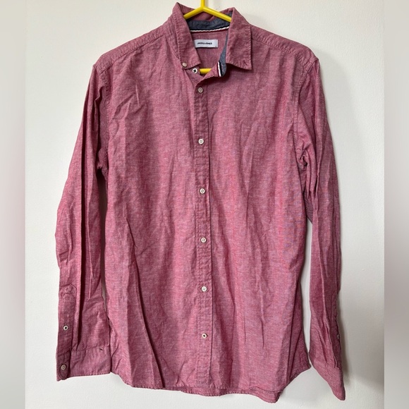 🎉4/30$🎉 Jack & Jones Red Chambray Shirt - L - Picture 1 of 5